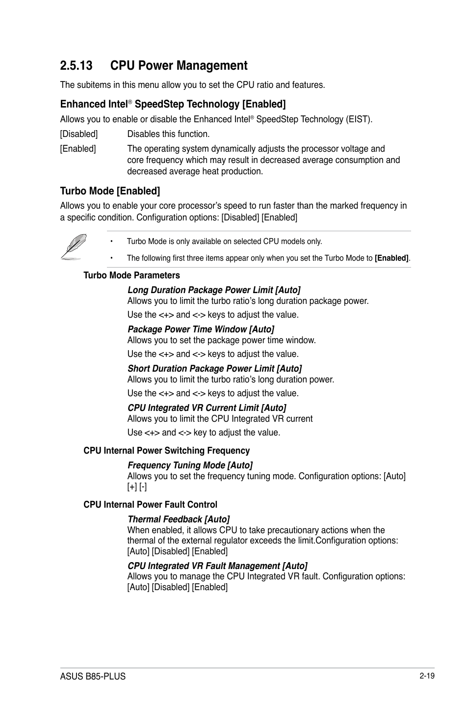 13 cpu power management | Asus B85-PLUS User Manual | Page 48 / 77
