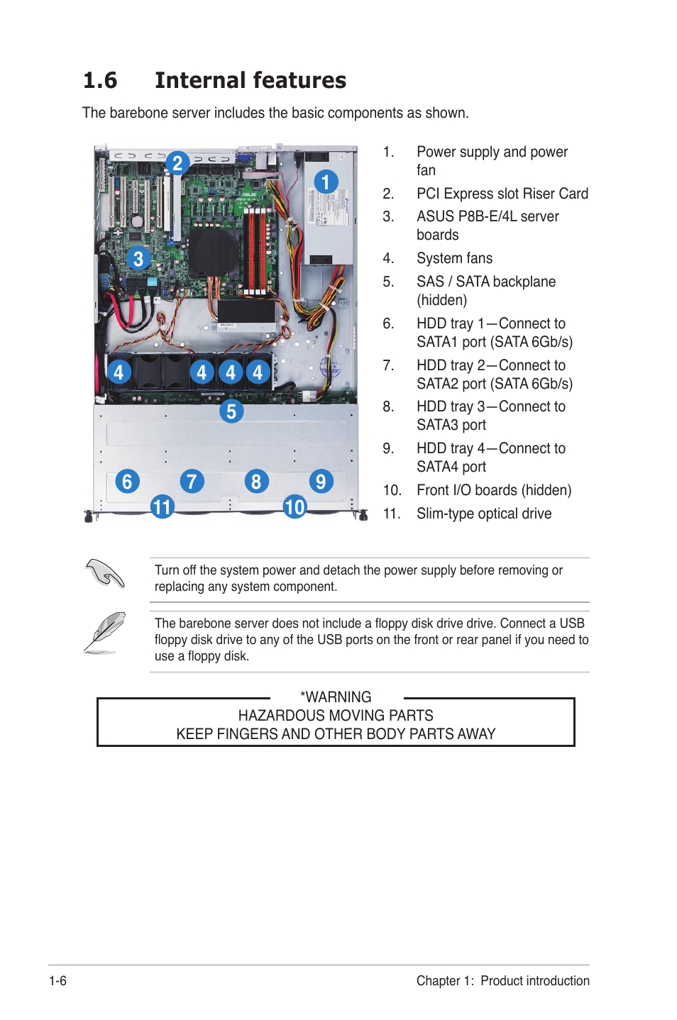 6 internal features, Internal features -6 | Asus RS300-E7/PS4 User Manual | Page 16 / 150