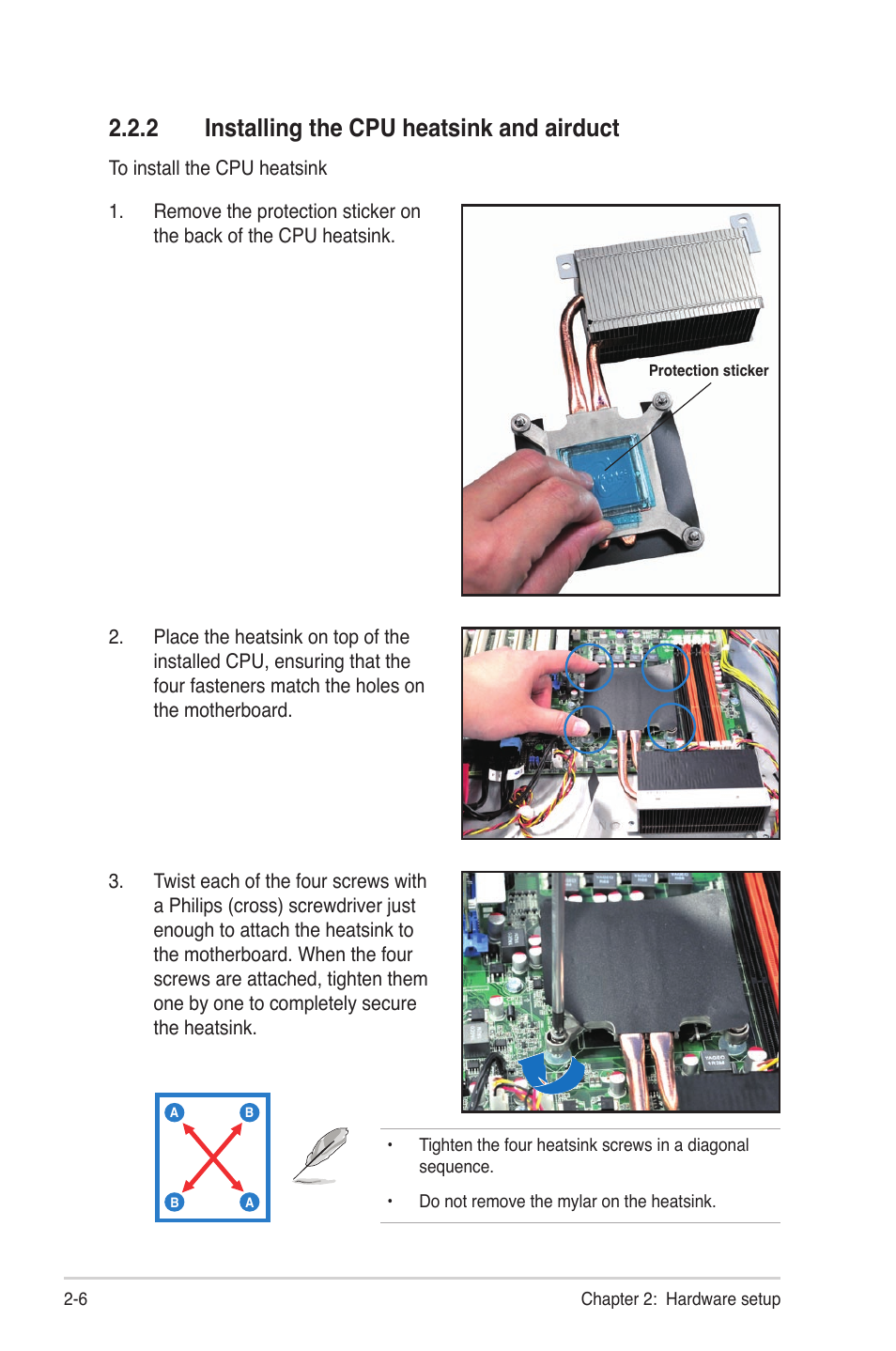 2 installing the cpu heatsink and airduct, Installing the cpu heatsink and airduct -6 | Asus RS300-E7/PS4 User Manual | Page 24 / 150
