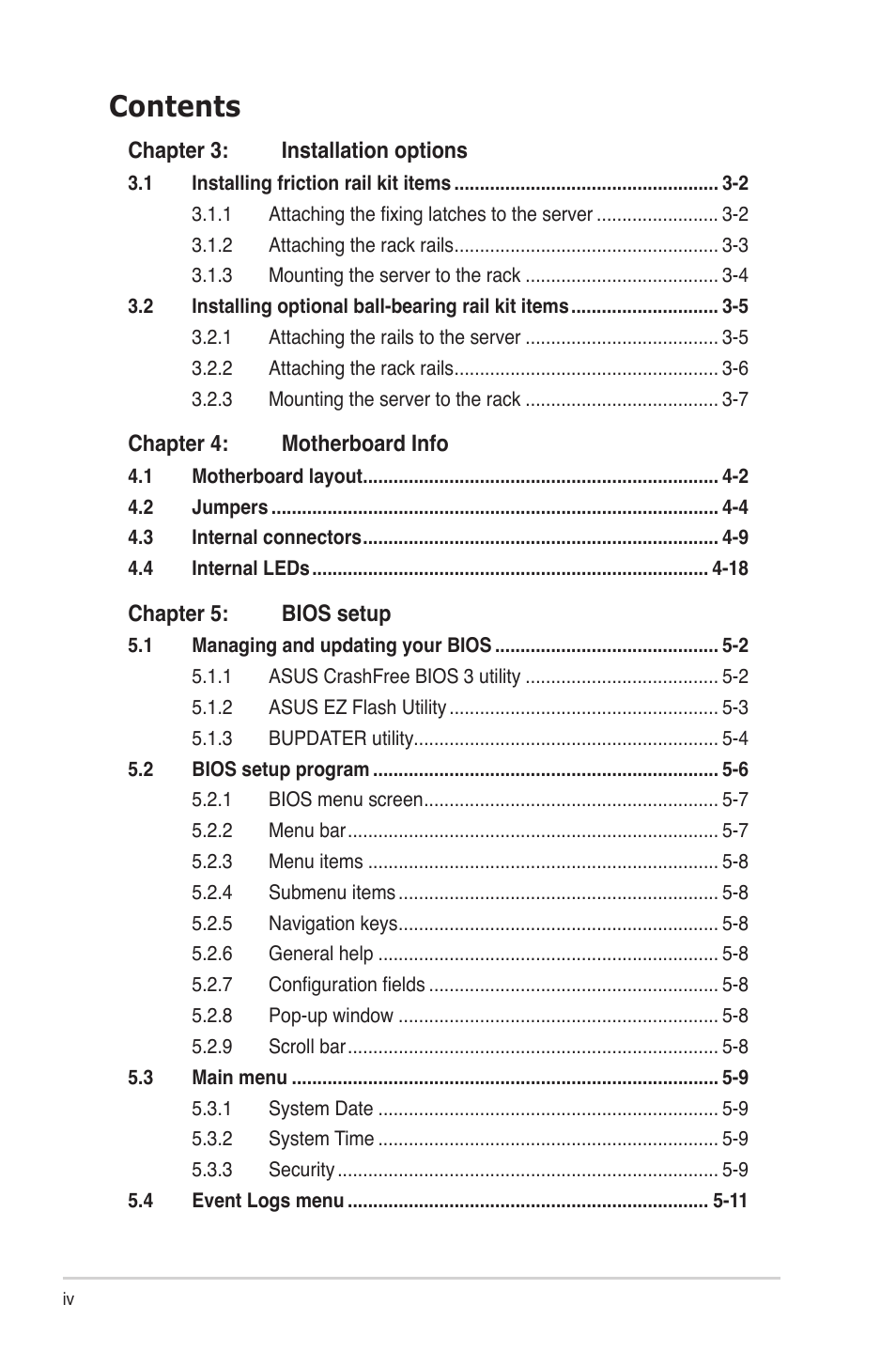 Asus RS300-E7/PS4 User Manual | Page 4 / 150