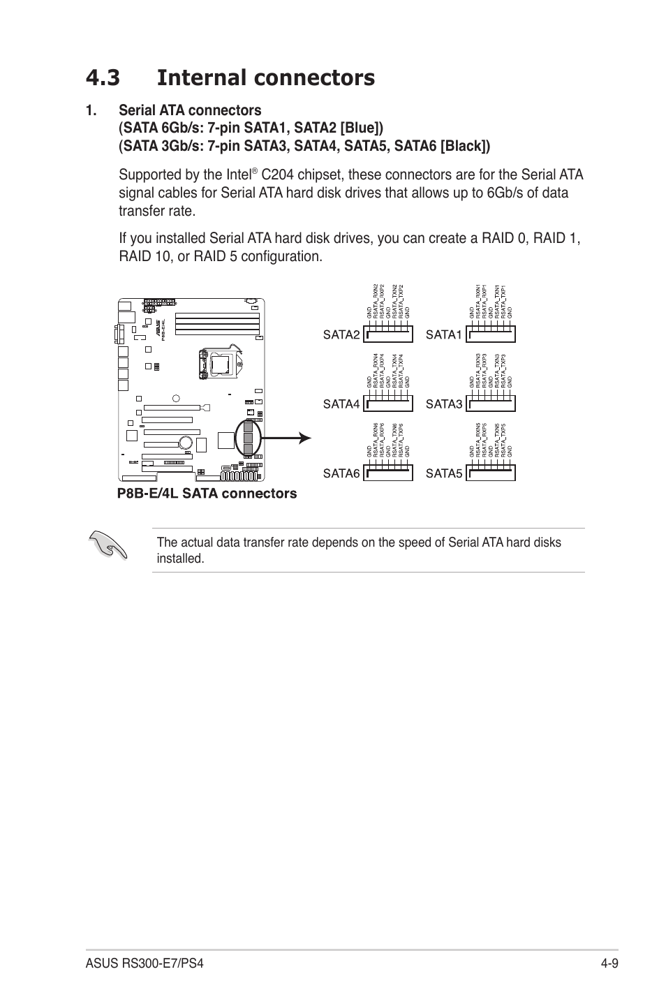 3 internal connectors, Internal connectors -9 | Asus RS300-E7/PS4 User Manual | Page 55 / 150