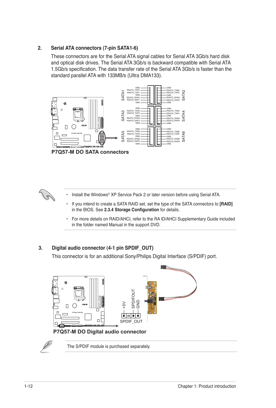 P7q57-m do sata connectors, P7q57-m do digital audio connector, Install the windows | Asus P7Q57-M DO User Manual | Page 22 / 56