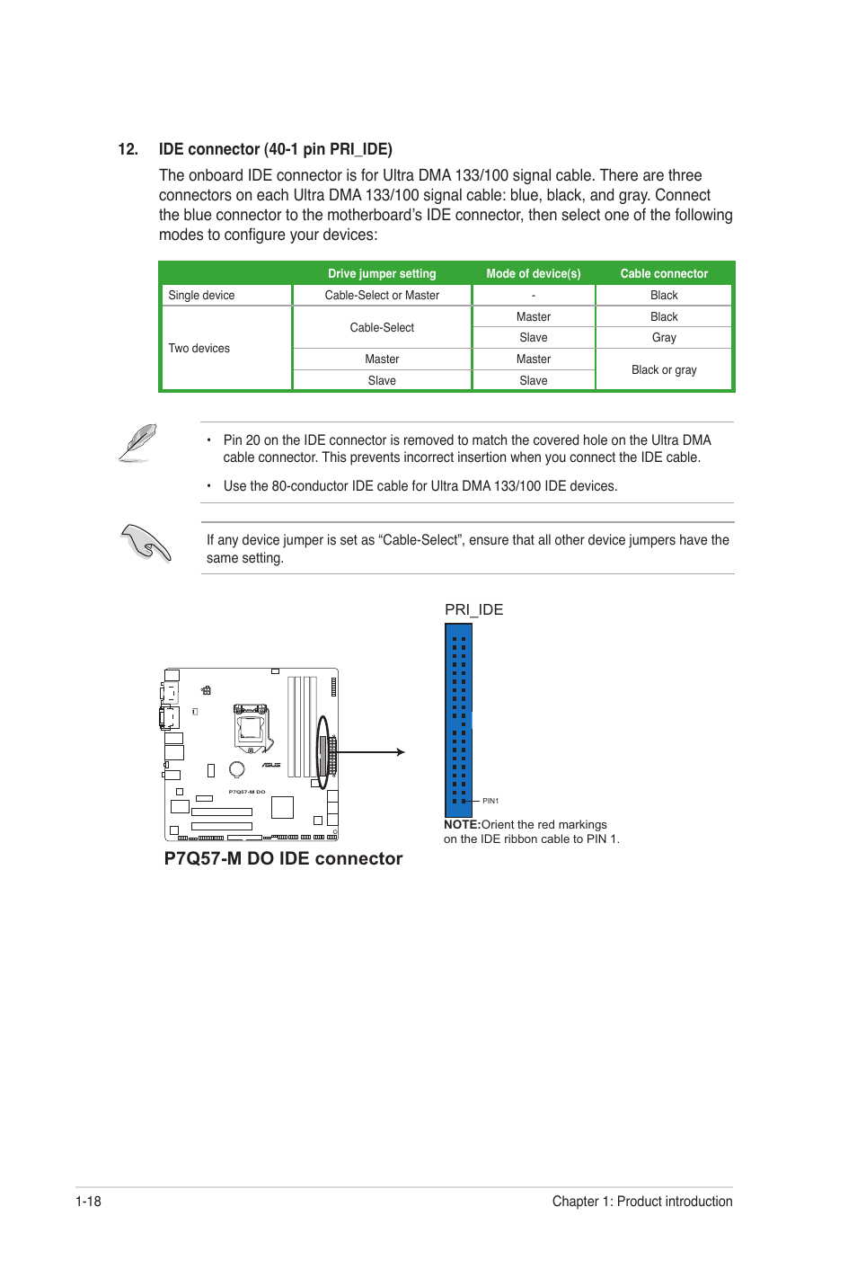 P7q57-m do ide connector | Asus P7Q57-M DO User Manual | Page 28 / 56