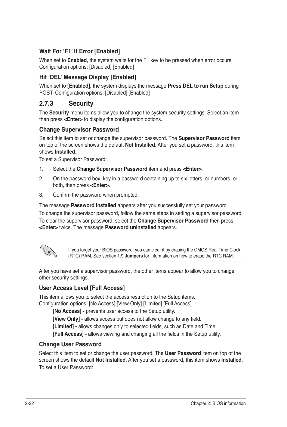 3 security, Security -22 | Asus P7Q57-M DO User Manual | Page 52 / 56