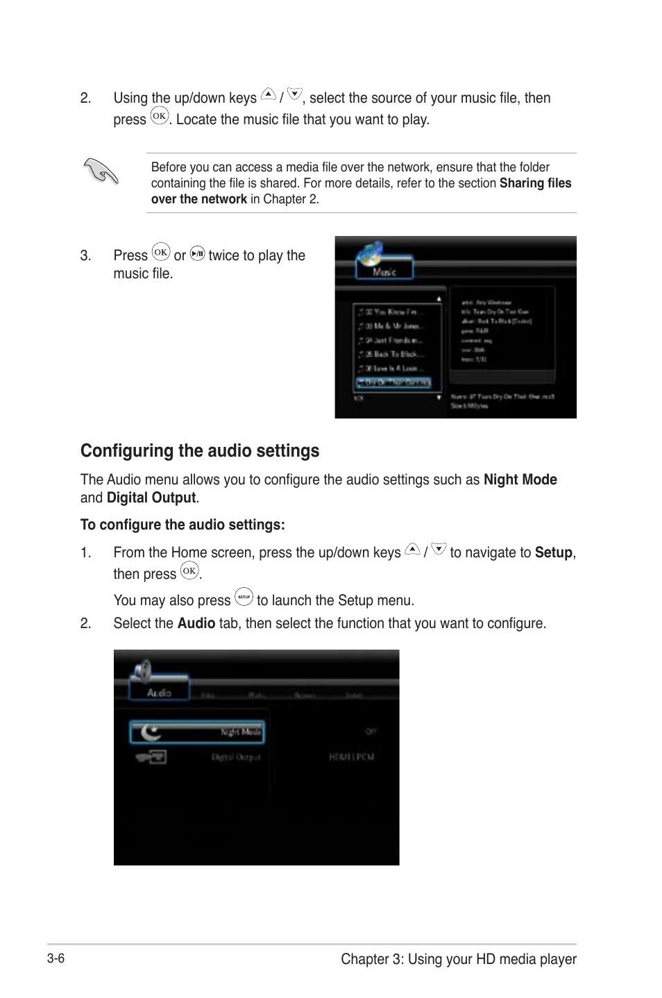 Configuring the audio settings, Configuring the audio settings -6 | Asus O!Play HDP-R1 User Manual | Page 29 / 45