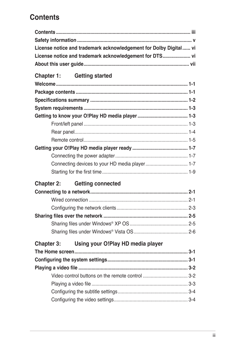 Asus O!Play HDP-R1 User Manual | Page 3 / 45