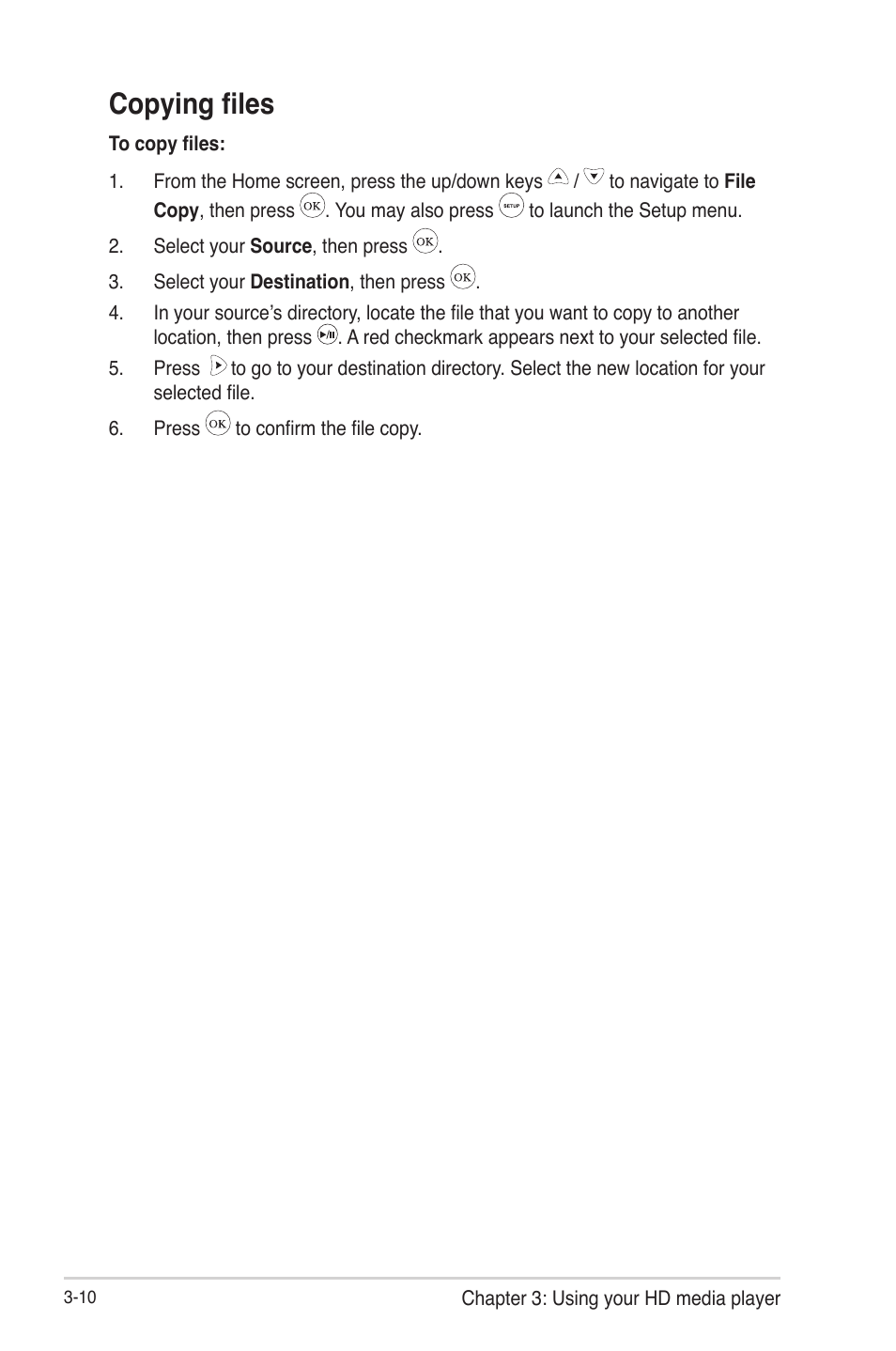 Copying files, Copying files -10 | Asus O!Play HDP-R1 User Manual | Page 33 / 45