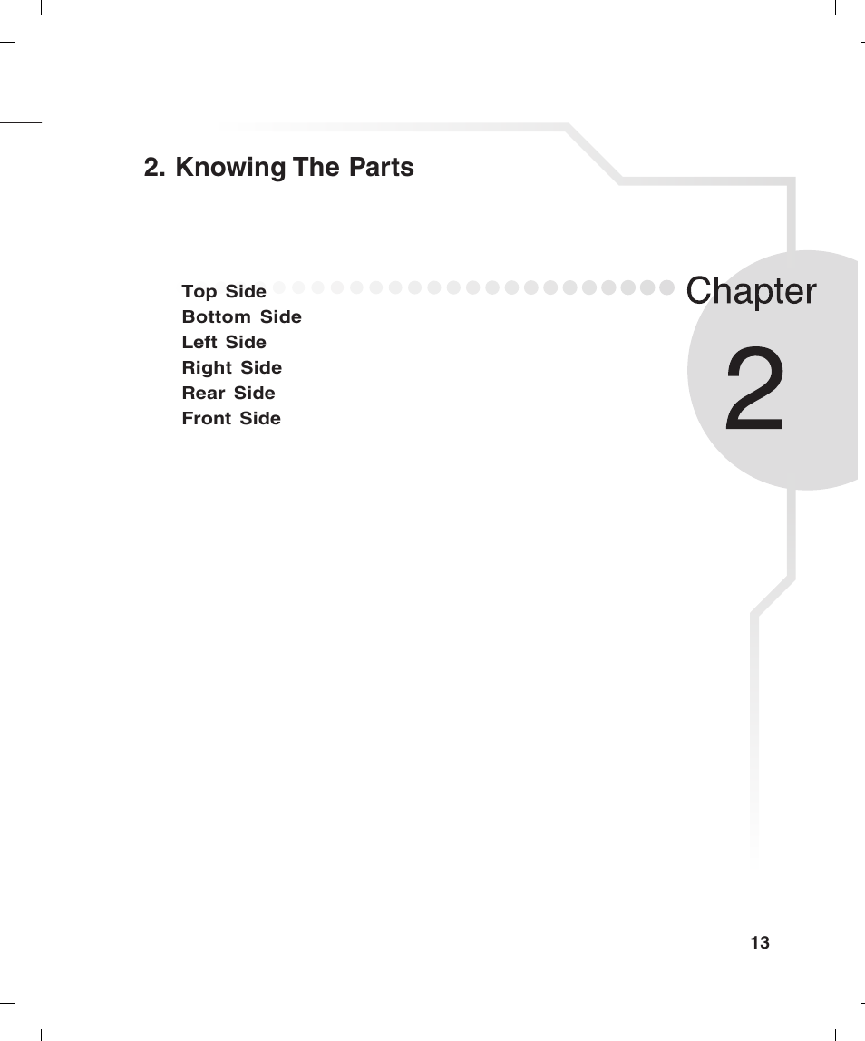 Knowing the parts | Asus L4E User Manual | Page 13 / 57