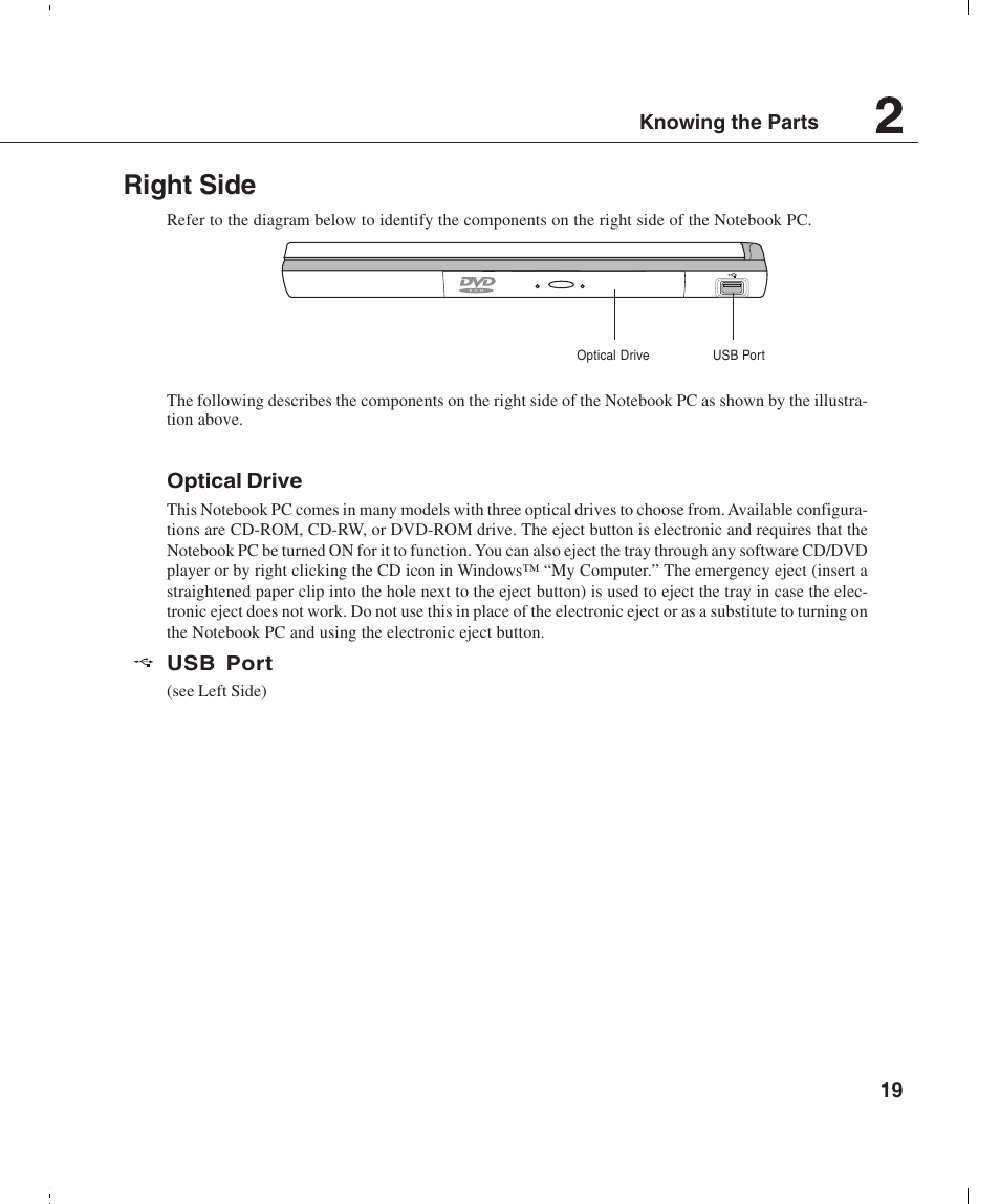 Right side | Asus L4E User Manual | Page 19 / 57