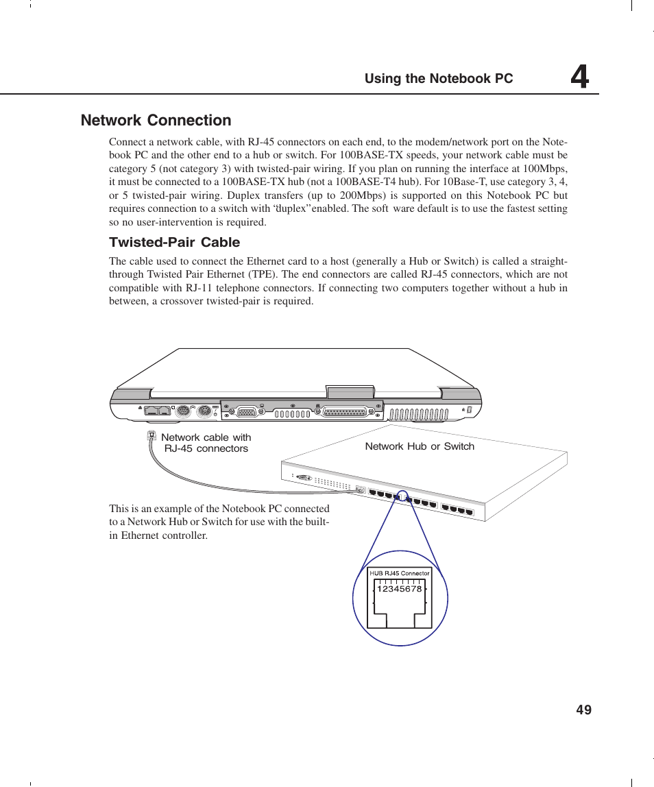 Network connection | Asus L4E User Manual | Page 49 / 57