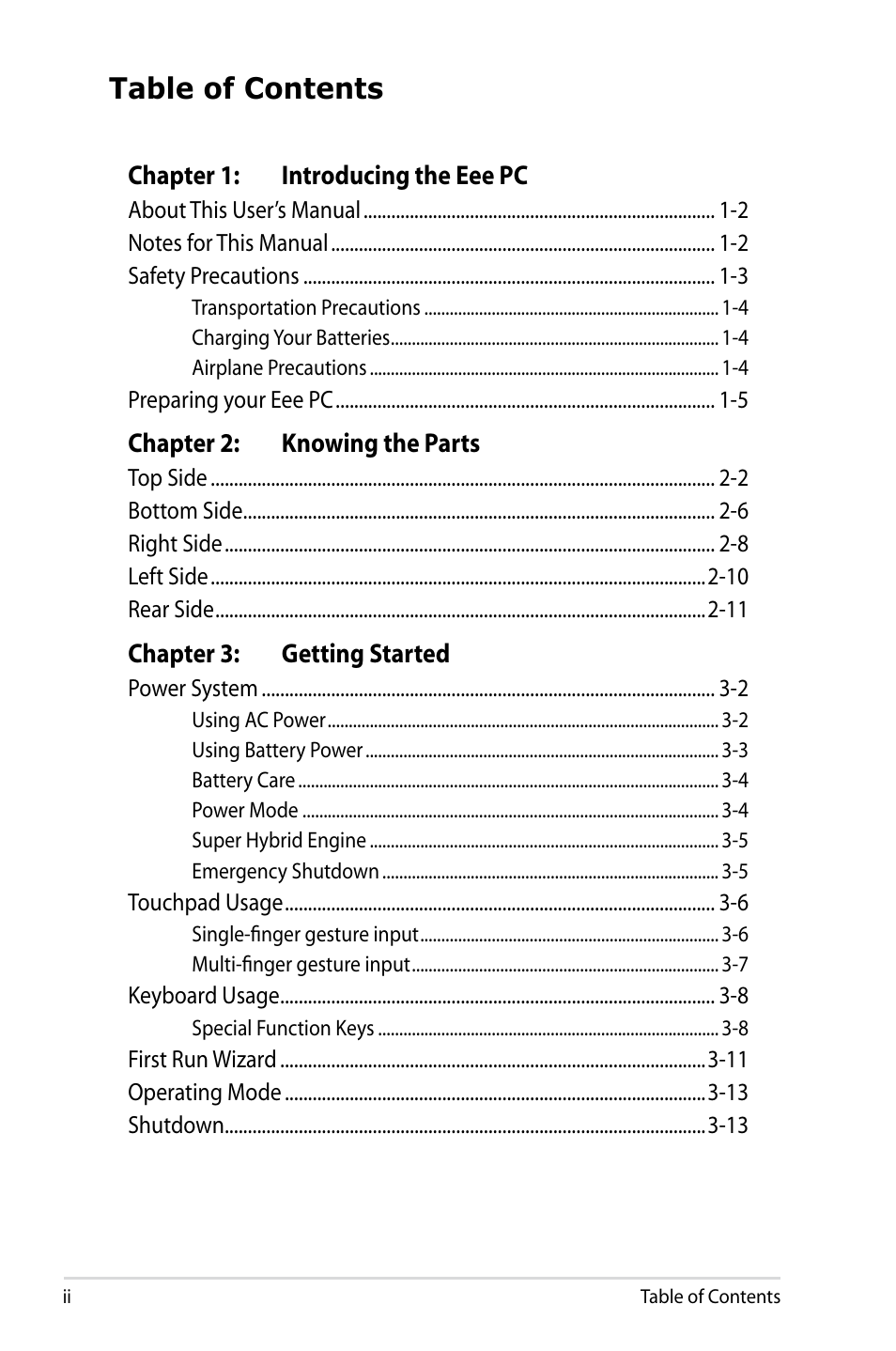 Asus Eee PC 901/Linux User Manual | Page 2 / 68