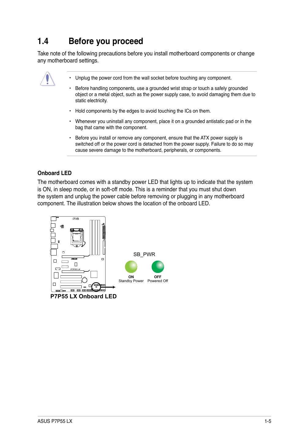 4 before you proceed, Before you proceed -5 | Asus P7P55 LX/JOOYON/SI User Manual | Page 17 / 70