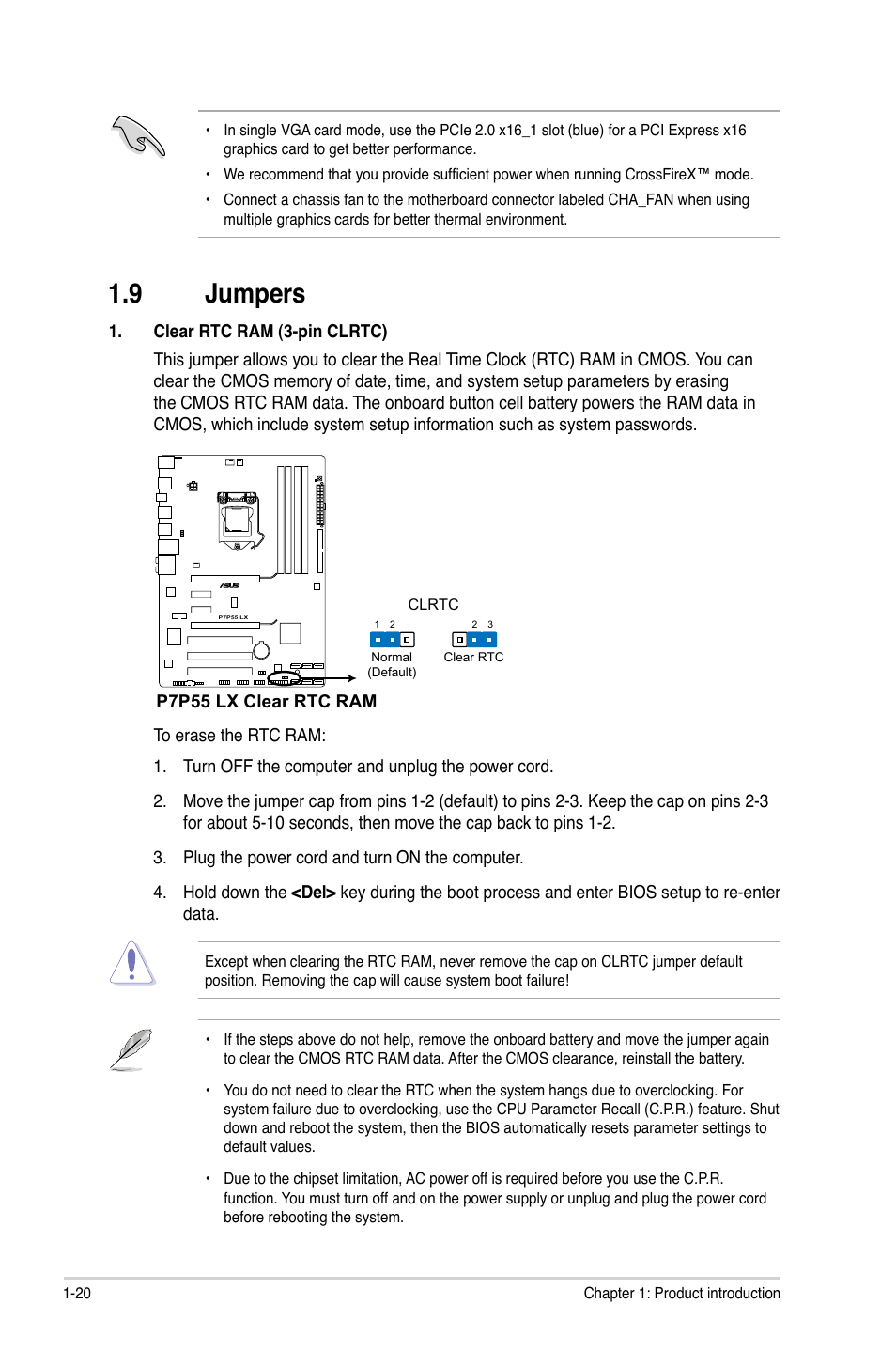 9 jumpers, Jumpers -20 | Asus P7P55 LX/JOOYON/SI User Manual | Page 32 / 70