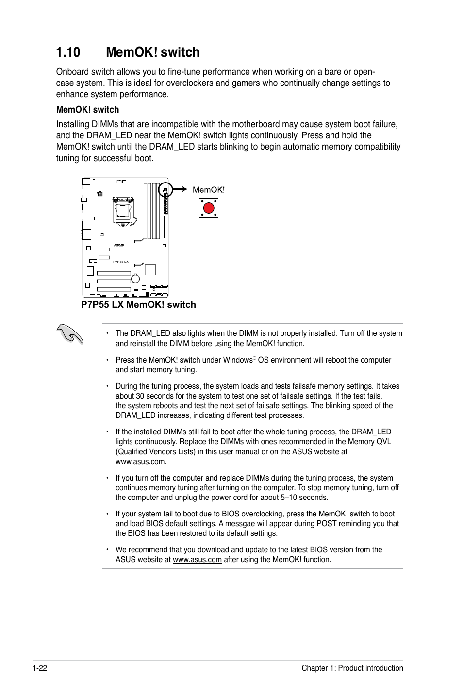 10 memok! switch, 10 memok! switch -22 | Asus P7P55 LX/JOOYON/SI User Manual | Page 34 / 70