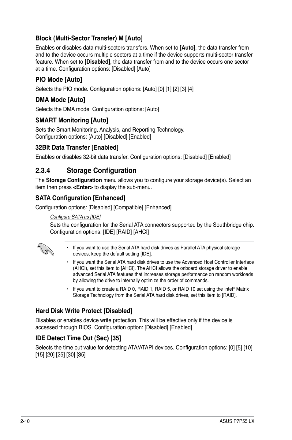 4 storage configuration, Storage configuration -10 | Asus P7P55 LX/JOOYON/SI User Manual | Page 52 / 70