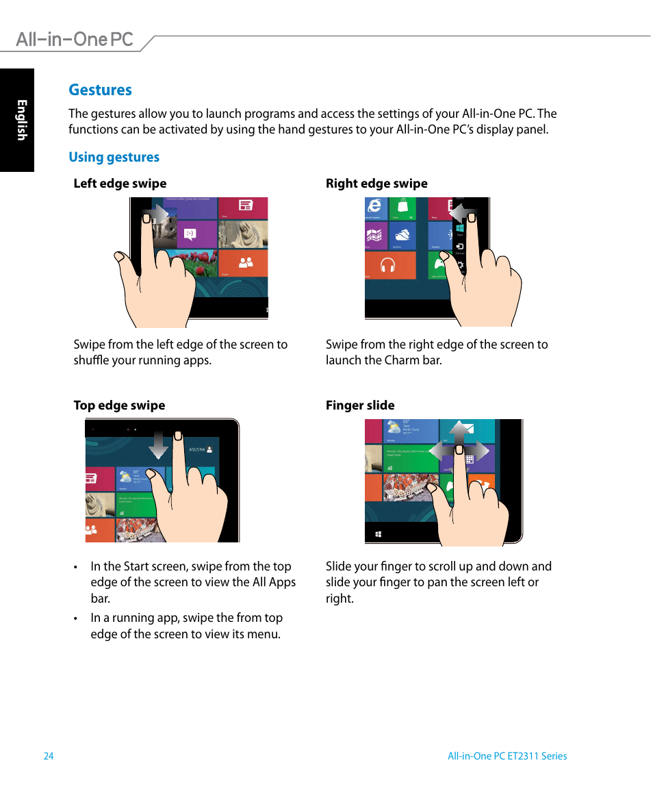 Gestures | Asus ET2311IUTH User Manual | Page 24 / 68