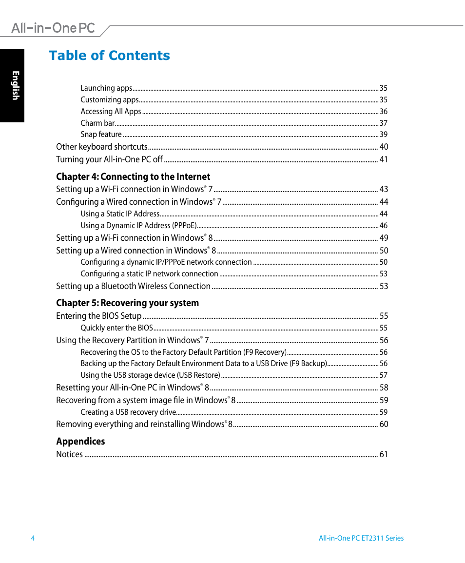 Asus ET2311IUTH User Manual | Page 4 / 68