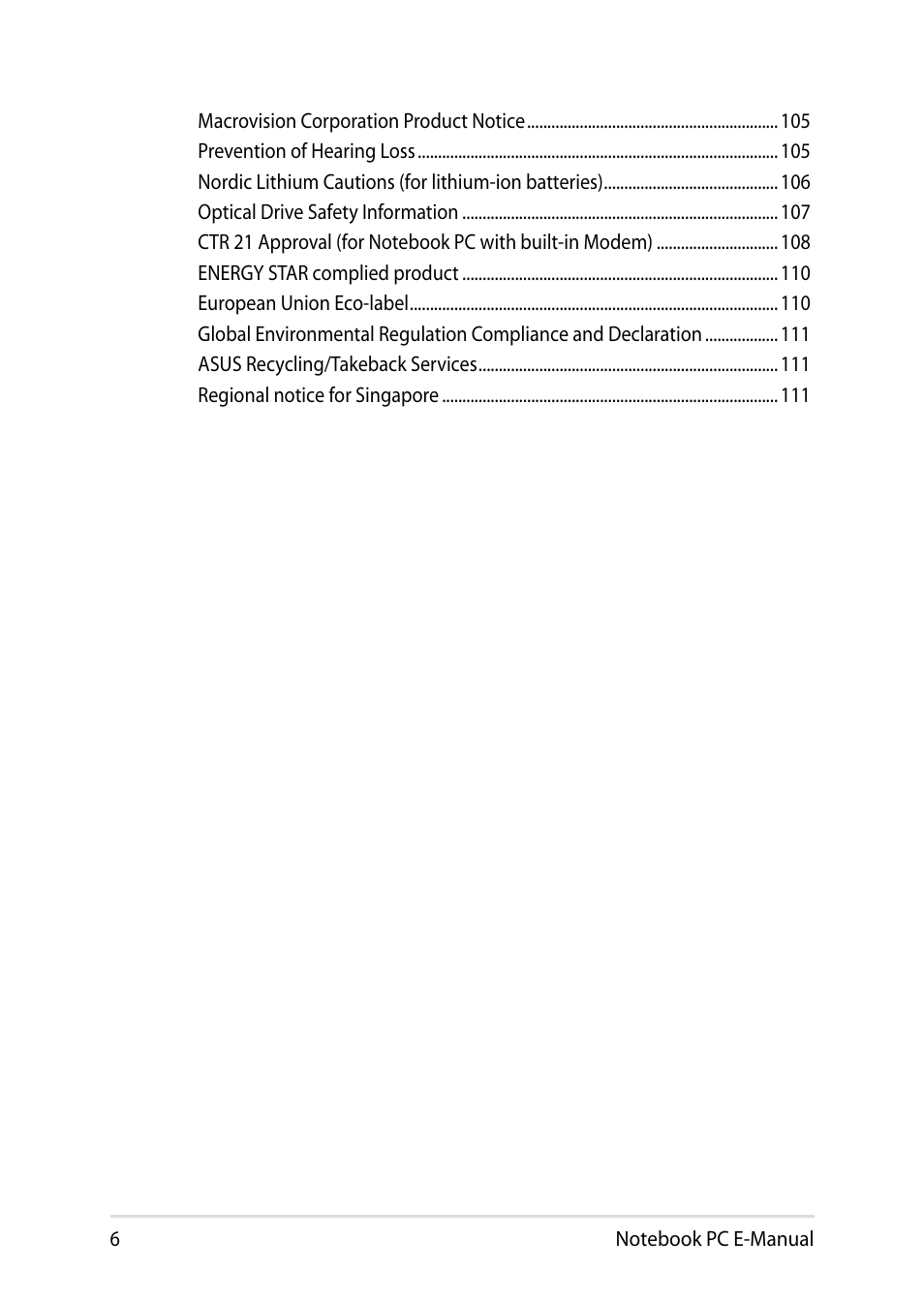 Asus X551CA User Manual | Page 6 / 114