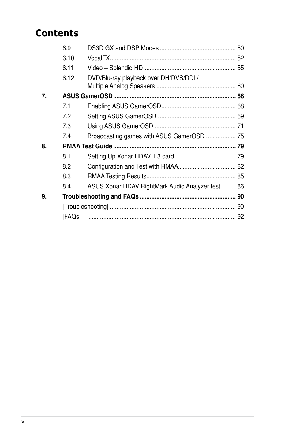 Asus Xonar HDAV1.3 User Manual | Page 4 / 100