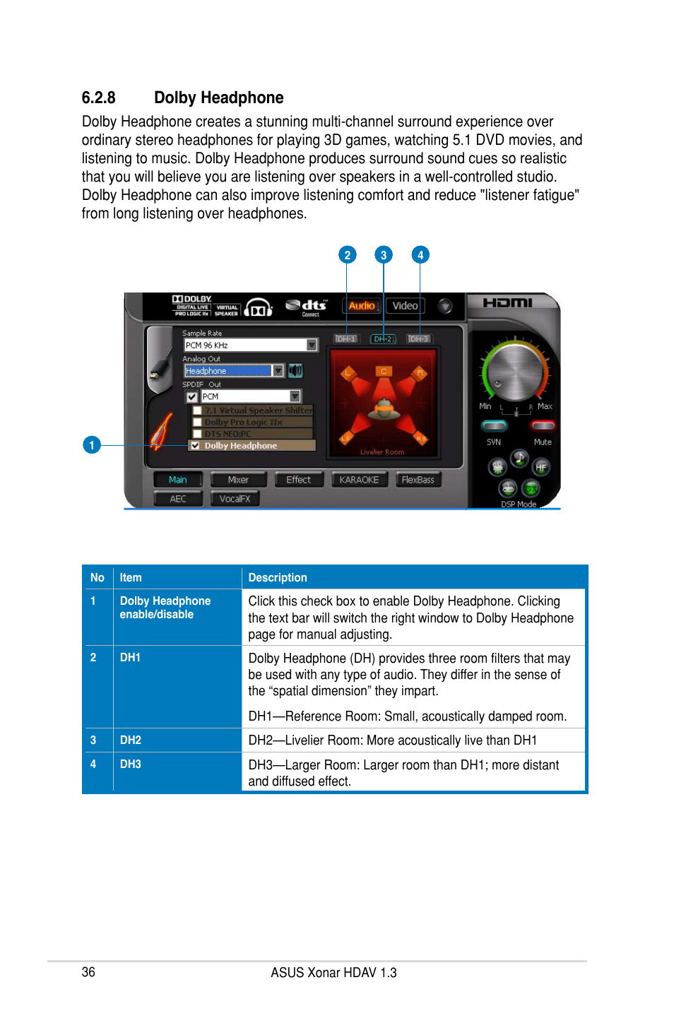 8 dolby headphone | Asus Xonar HDAV1.3 User Manual | Page 42 / 100