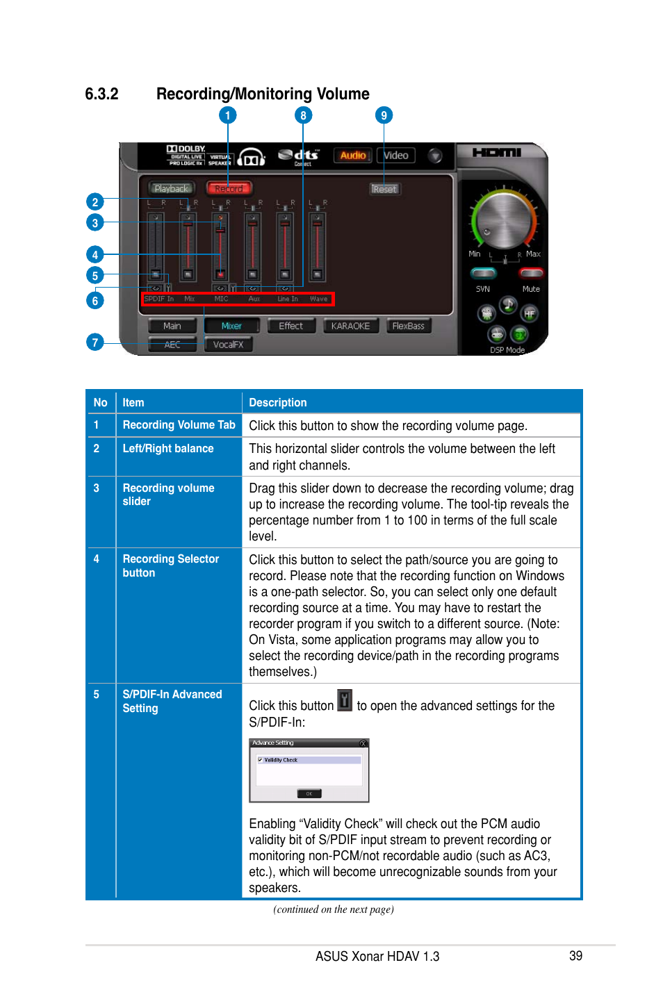 2 recording/monitoring volume | Asus Xonar HDAV1.3 User Manual | Page 45 / 100