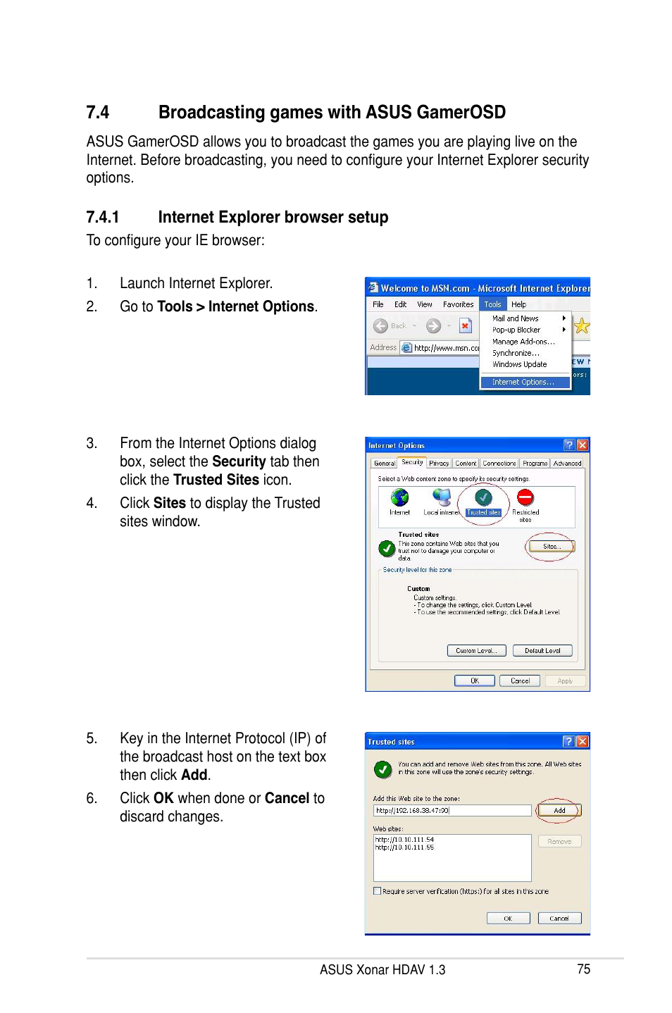 4 broadcasting games with asus gamerosd | Asus Xonar HDAV1.3 User Manual | Page 81 / 100