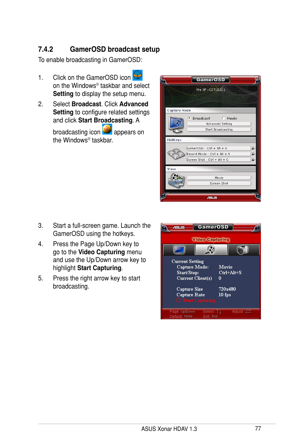 2 gamerosd broadcast setup | Asus Xonar HDAV1.3 User Manual | Page 83 / 100