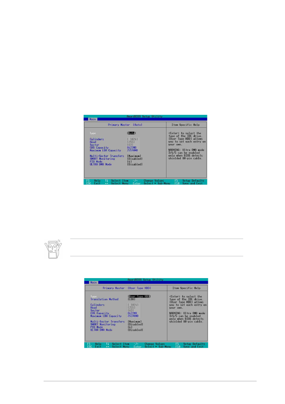 1 primary and secondary master/slave | Asus A7V600 SE User Manual | Page 51 / 84