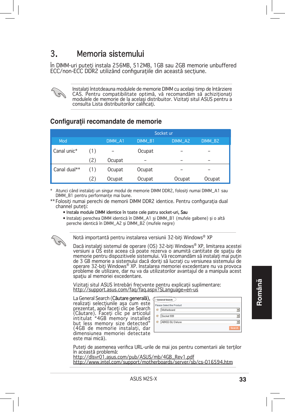 Română | Asus M2S-X User Manual | Page 33 / 38