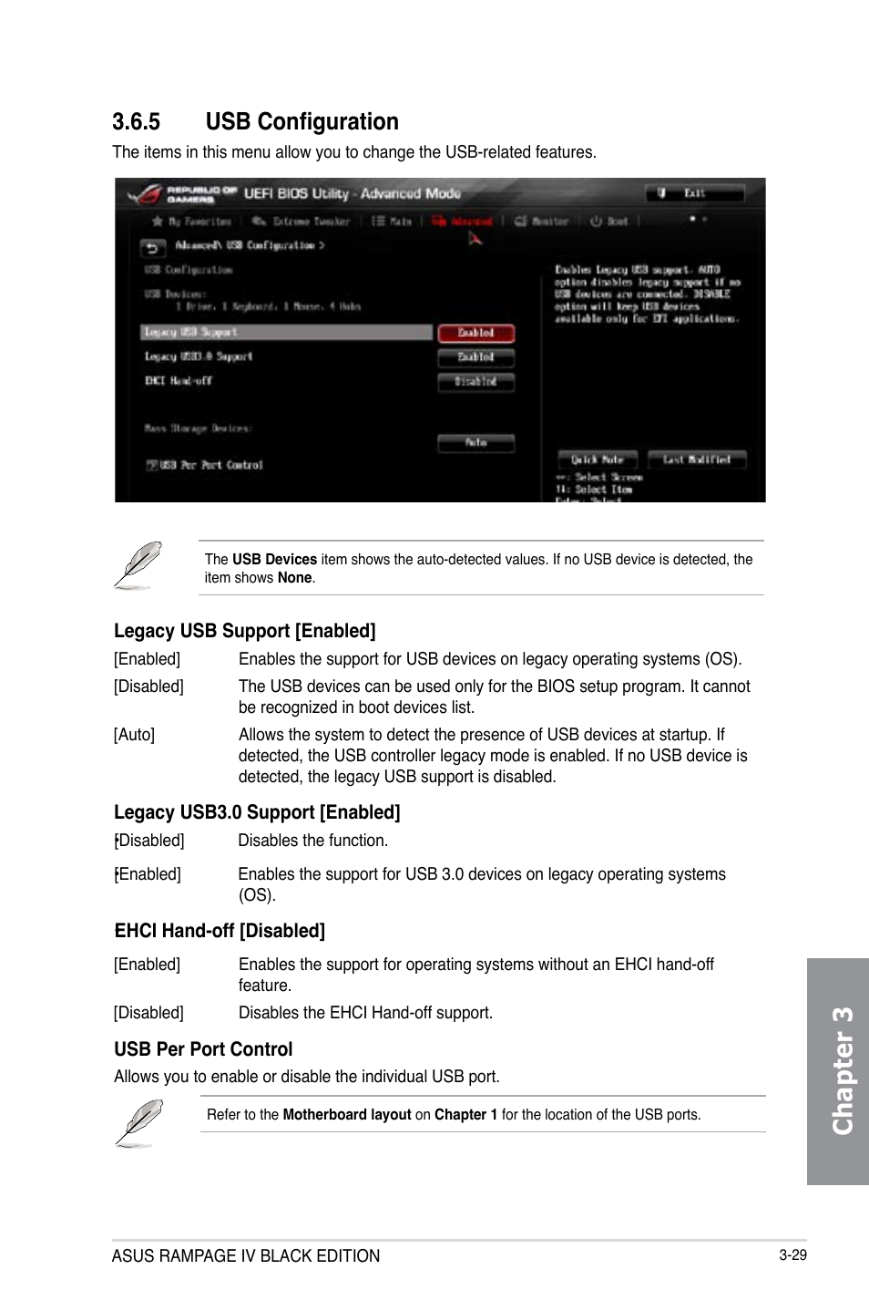 Chapter 3, 5 usb configuration | Asus RAMPAGE IV BLACK EDITION User Manual | Page 119 / 222