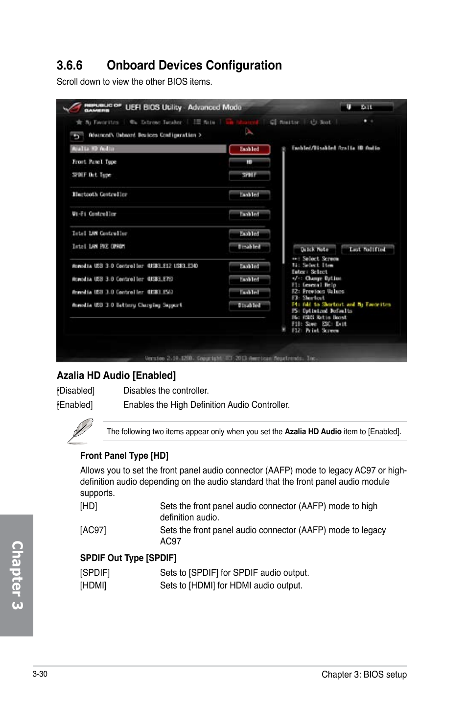 Chapter 3, 6 onboard devices configuration | Asus RAMPAGE IV BLACK EDITION User Manual | Page 120 / 222