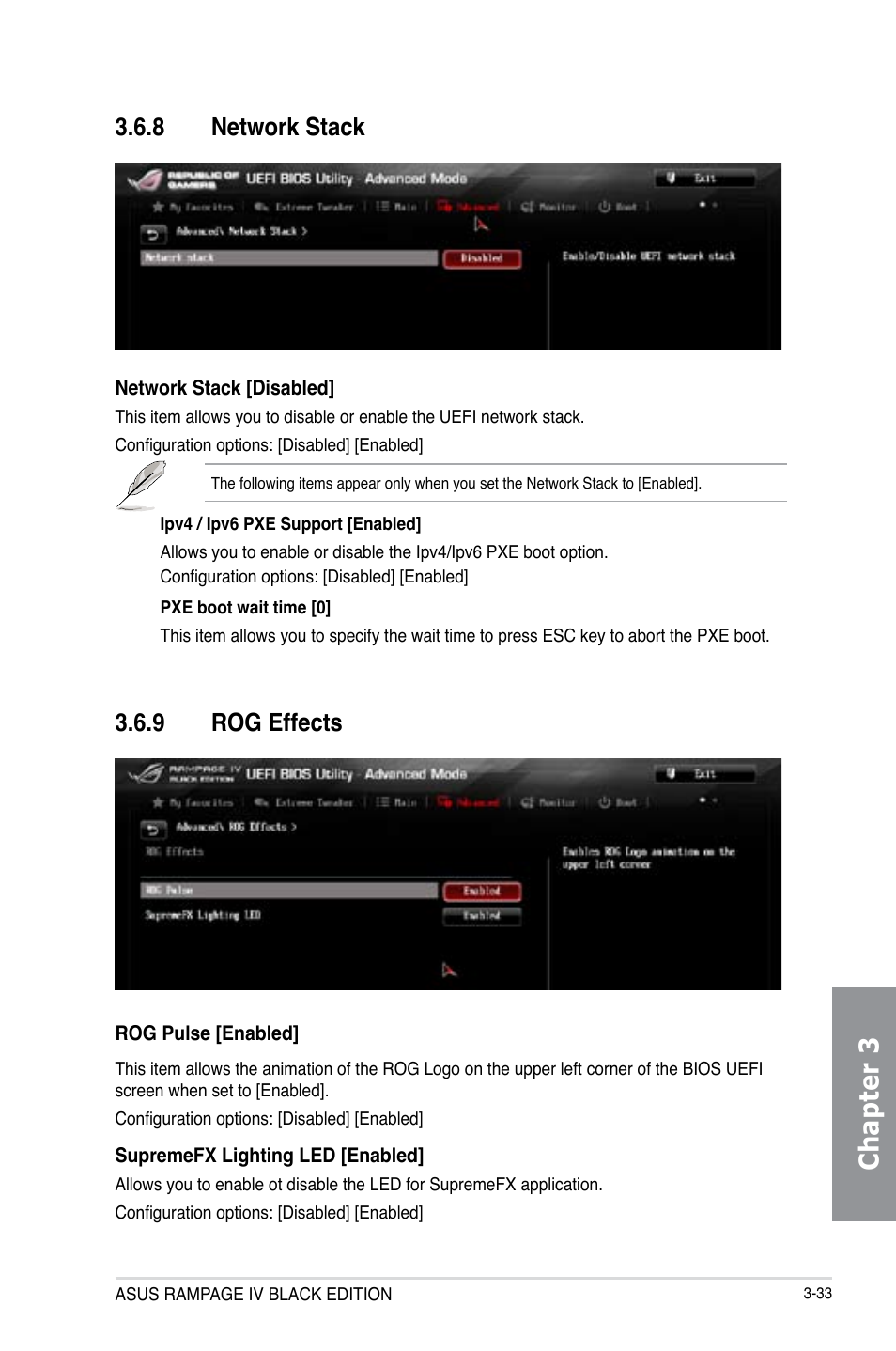 Chapter 3, 8 network stack, 9 rog effects | Asus RAMPAGE IV BLACK EDITION User Manual | Page 123 / 222