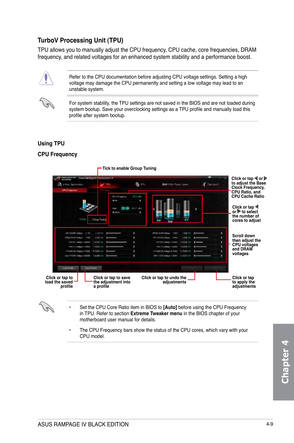 Chapter 4, Turbov processing unit (tpu) | Asus RAMPAGE IV BLACK EDITION User Manual | Page 155 / 222