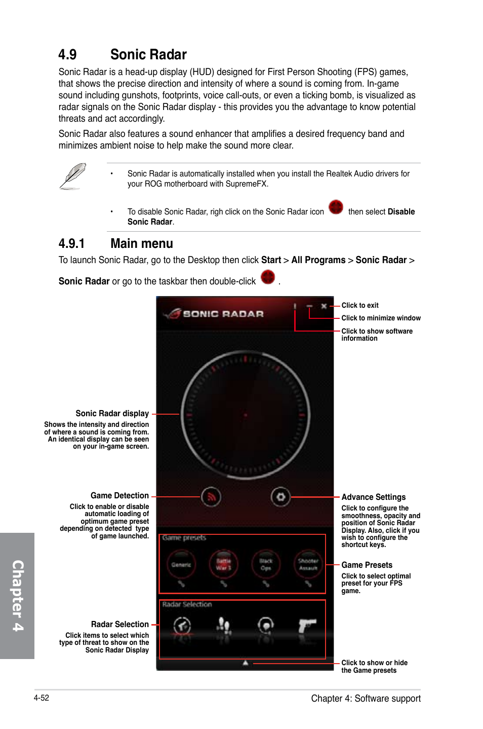 Chapter 4 4.9 sonic radar, 1 main menu | Asus RAMPAGE IV BLACK EDITION User Manual | Page 198 / 222