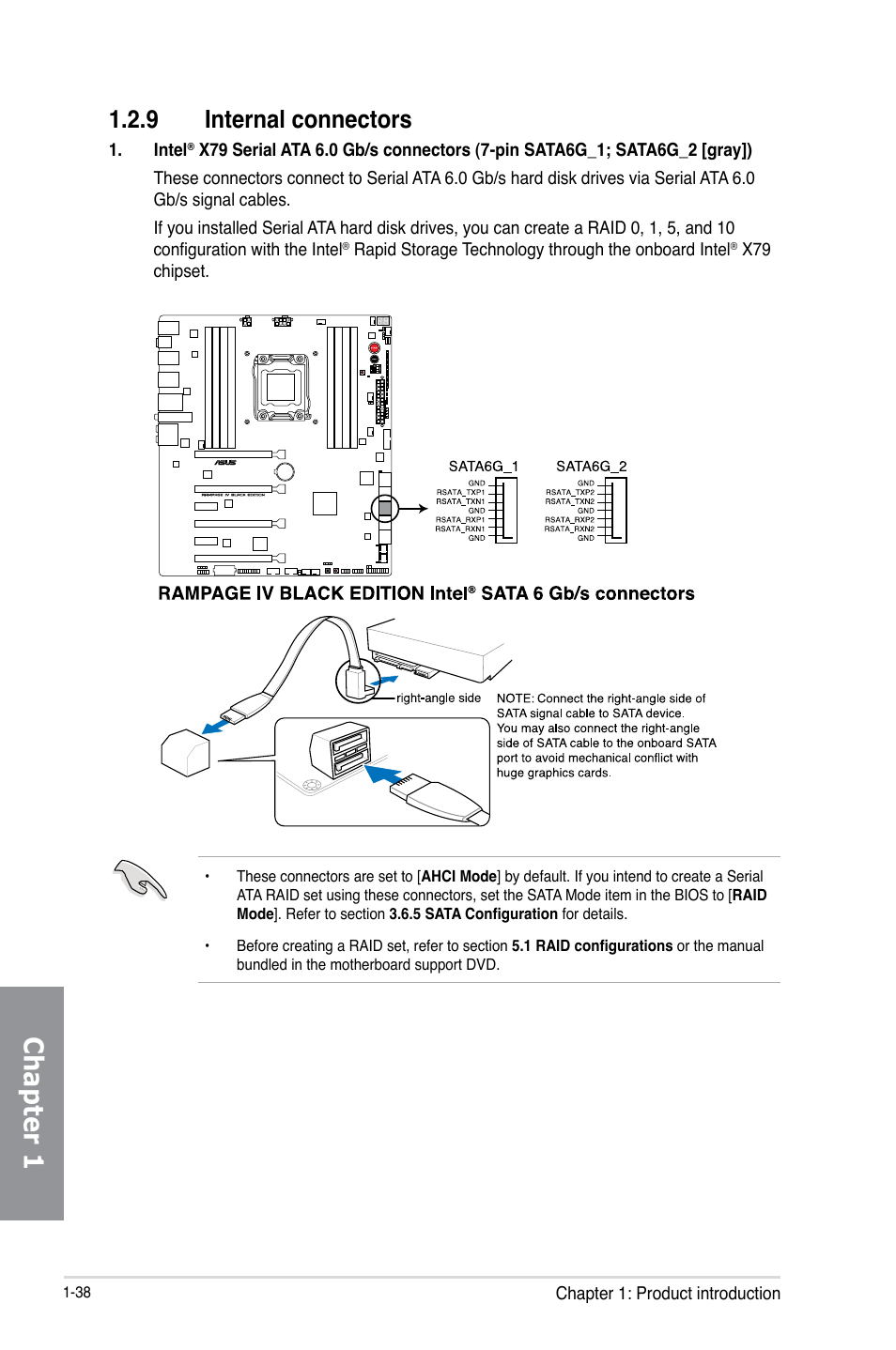 Chapter 1, 9 internal connectors | Asus RAMPAGE IV BLACK EDITION User Manual | Page 54 / 222