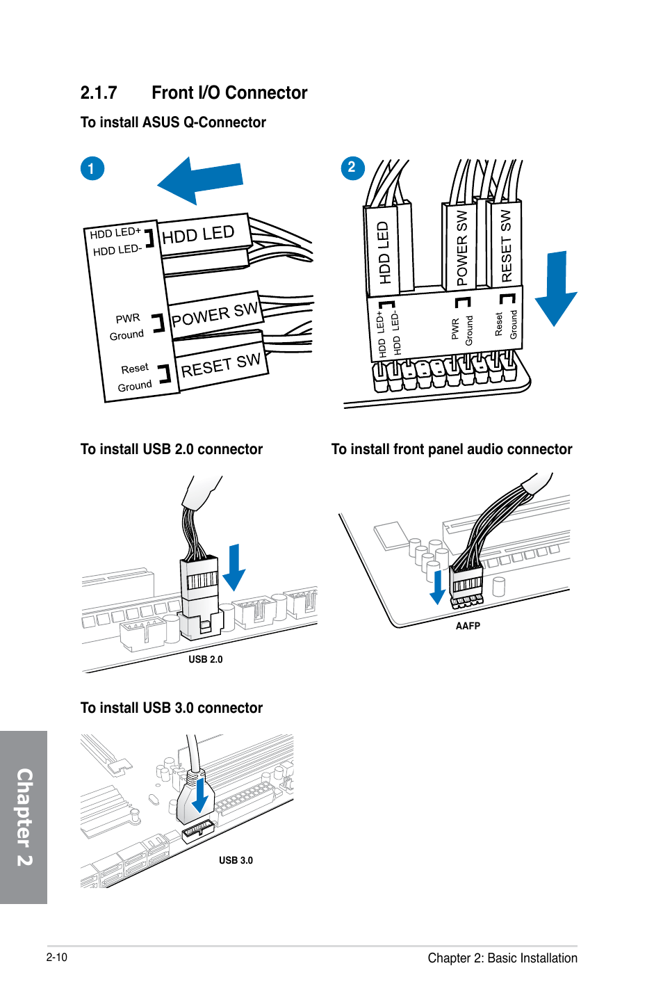 Chapter 2, 7 front i/o connector | Asus RAMPAGE IV BLACK EDITION User Manual | Page 76 / 222