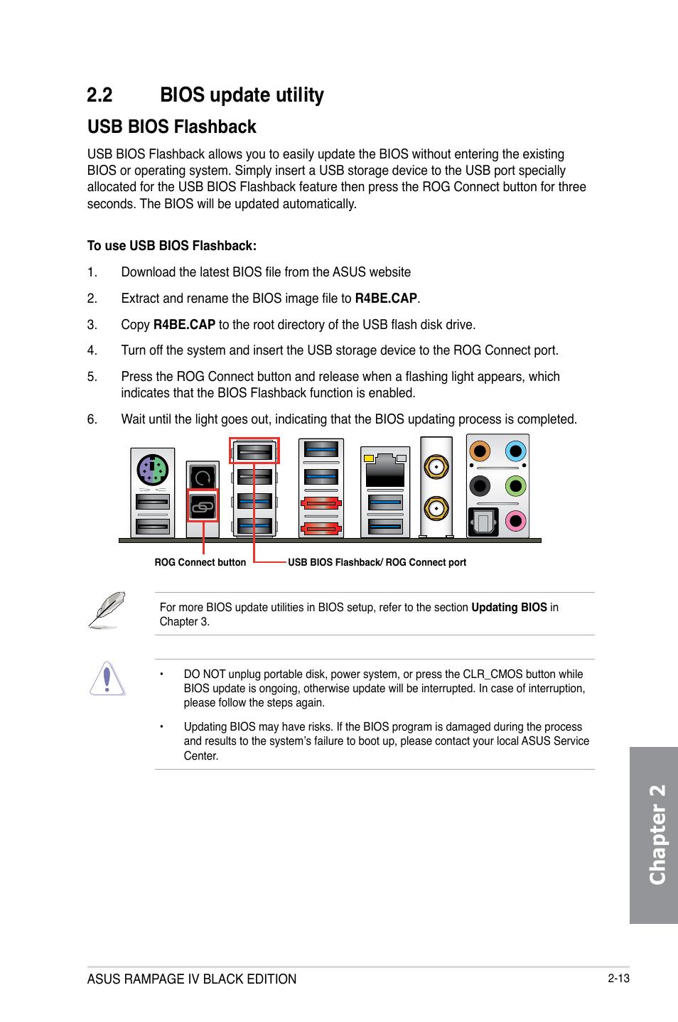 Chapter 2 2.2 bios update utility, Usb bios flashback | Asus RAMPAGE IV BLACK EDITION User Manual | Page 79 / 222