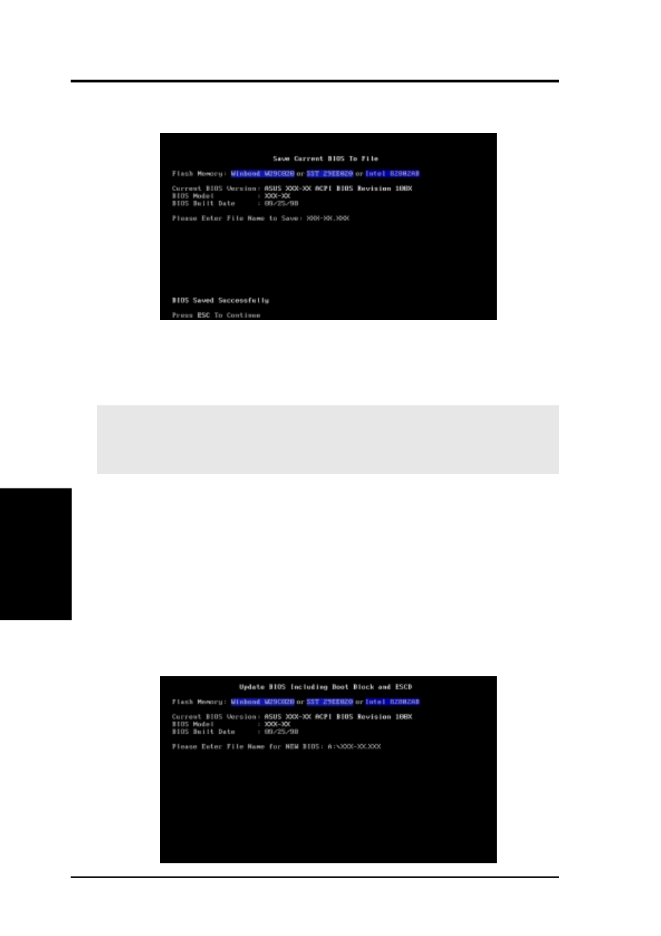 Bios setup, 2 updating bios procedures | Asus CUV4X-ME User Manual | Page 44 / 104