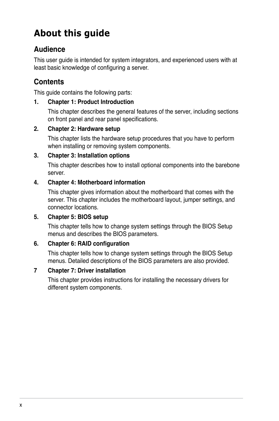 Asus RS926-E7/RS8 User Manual | Page 10 / 200