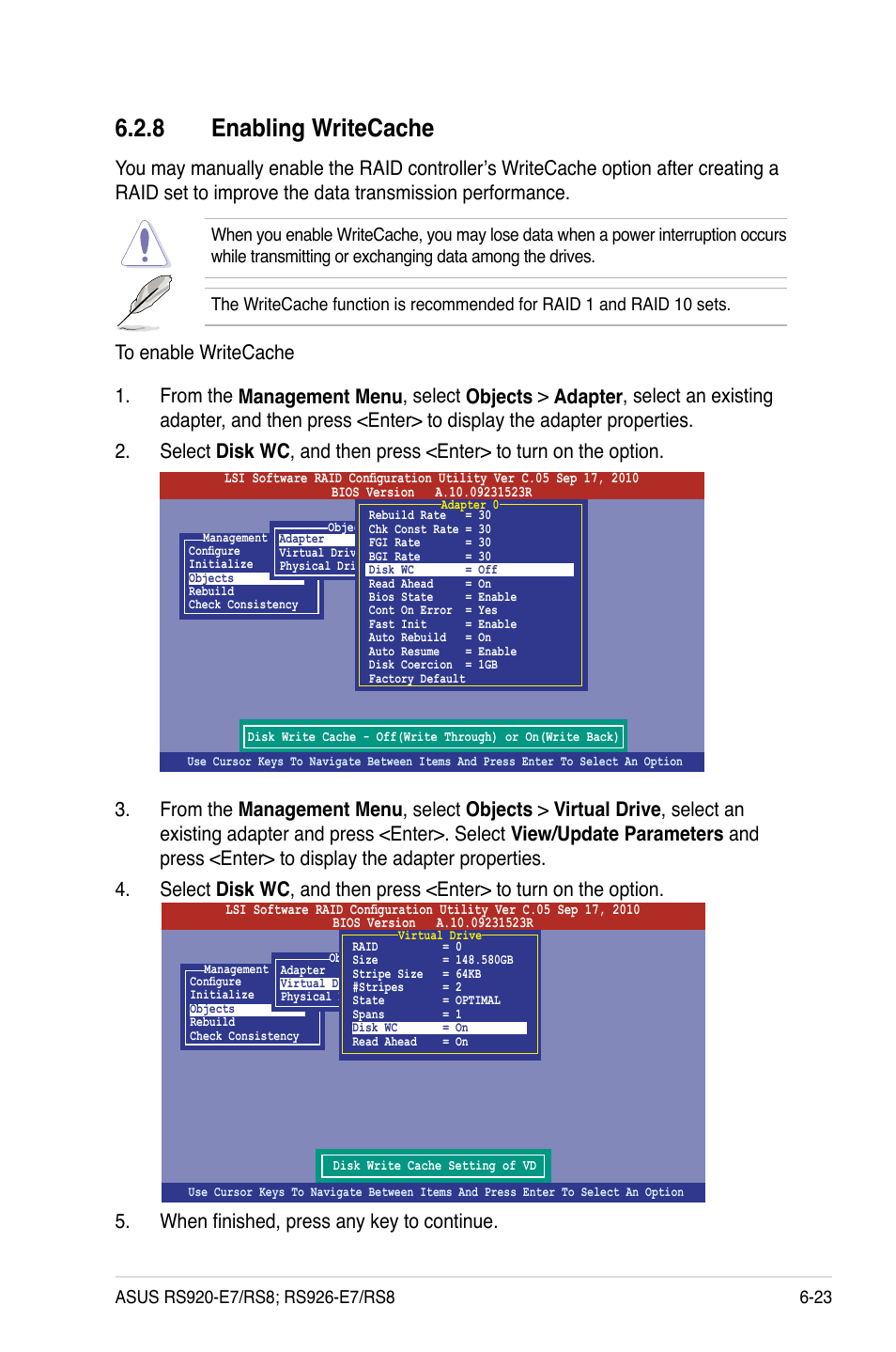 8 enabling writecache | Asus RS926-E7/RS8 User Manual | Page 147 / 200