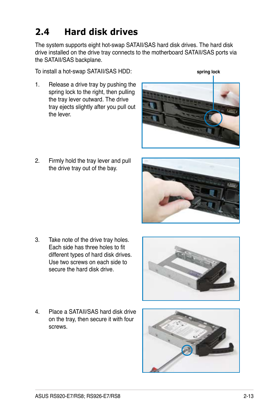 4 hard disk drives | Asus RS926-E7/RS8 User Manual | Page 35 / 200