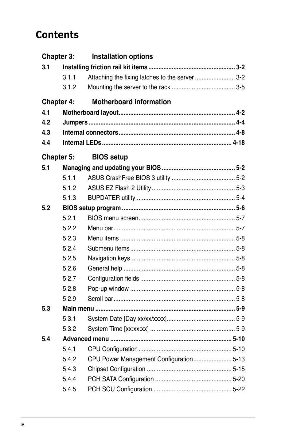Asus RS926-E7/RS8 User Manual | Page 4 / 200