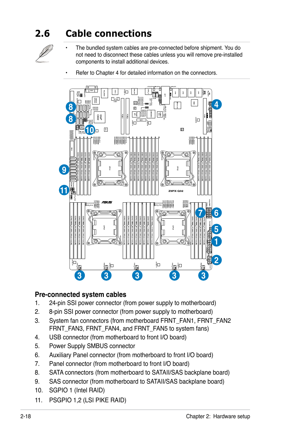 6 cable connections | Asus RS926-E7/RS8 User Manual | Page 40 / 200