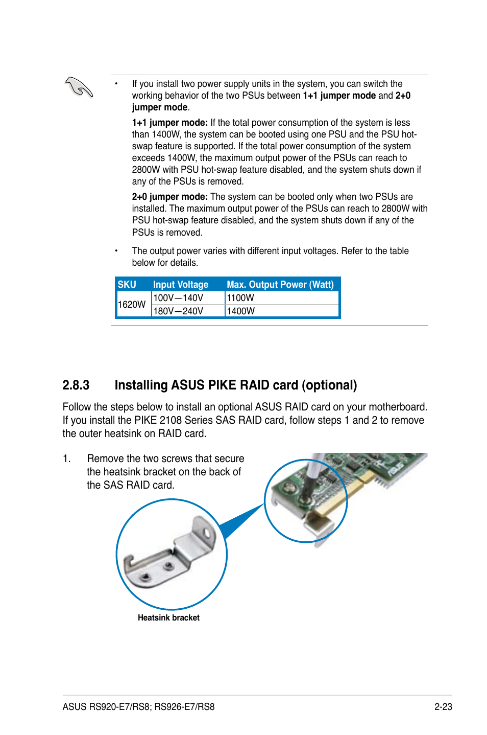 3 installing asus pike raid card (optional) | Asus RS926-E7/RS8 User Manual | Page 45 / 200