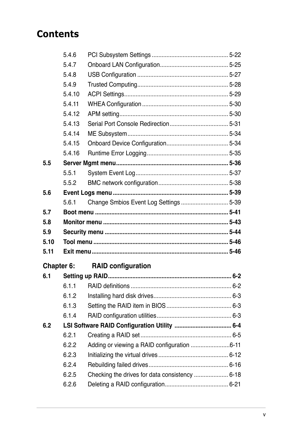 Asus RS926-E7/RS8 User Manual | Page 5 / 200