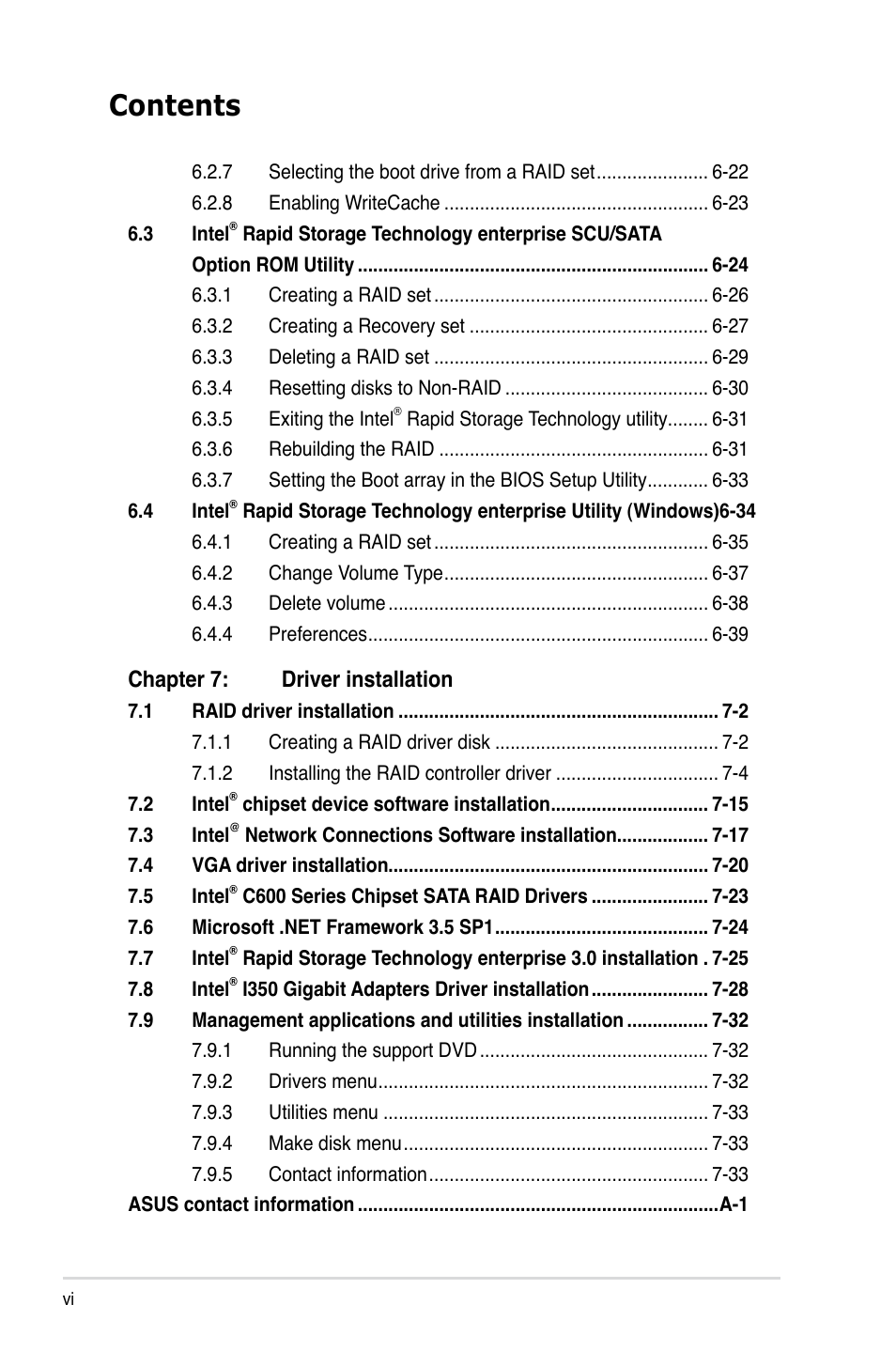 Asus RS926-E7/RS8 User Manual | Page 6 / 200