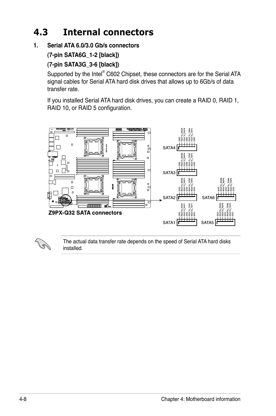 3 internal connectors | Asus RS926-E7/RS8 User Manual | Page 62 / 200