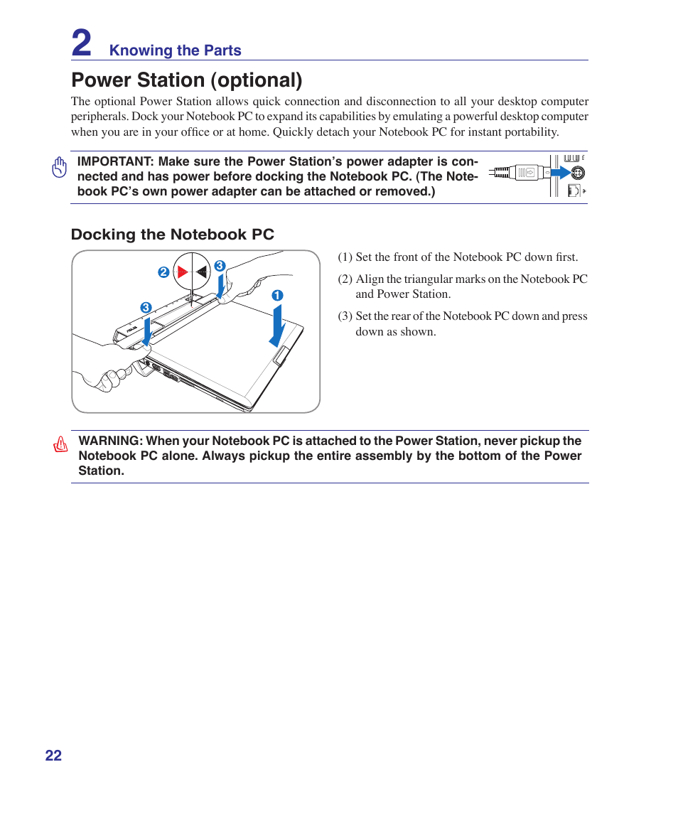 Power station (optional) | Asus V1S User Manual | Page 22 / 97