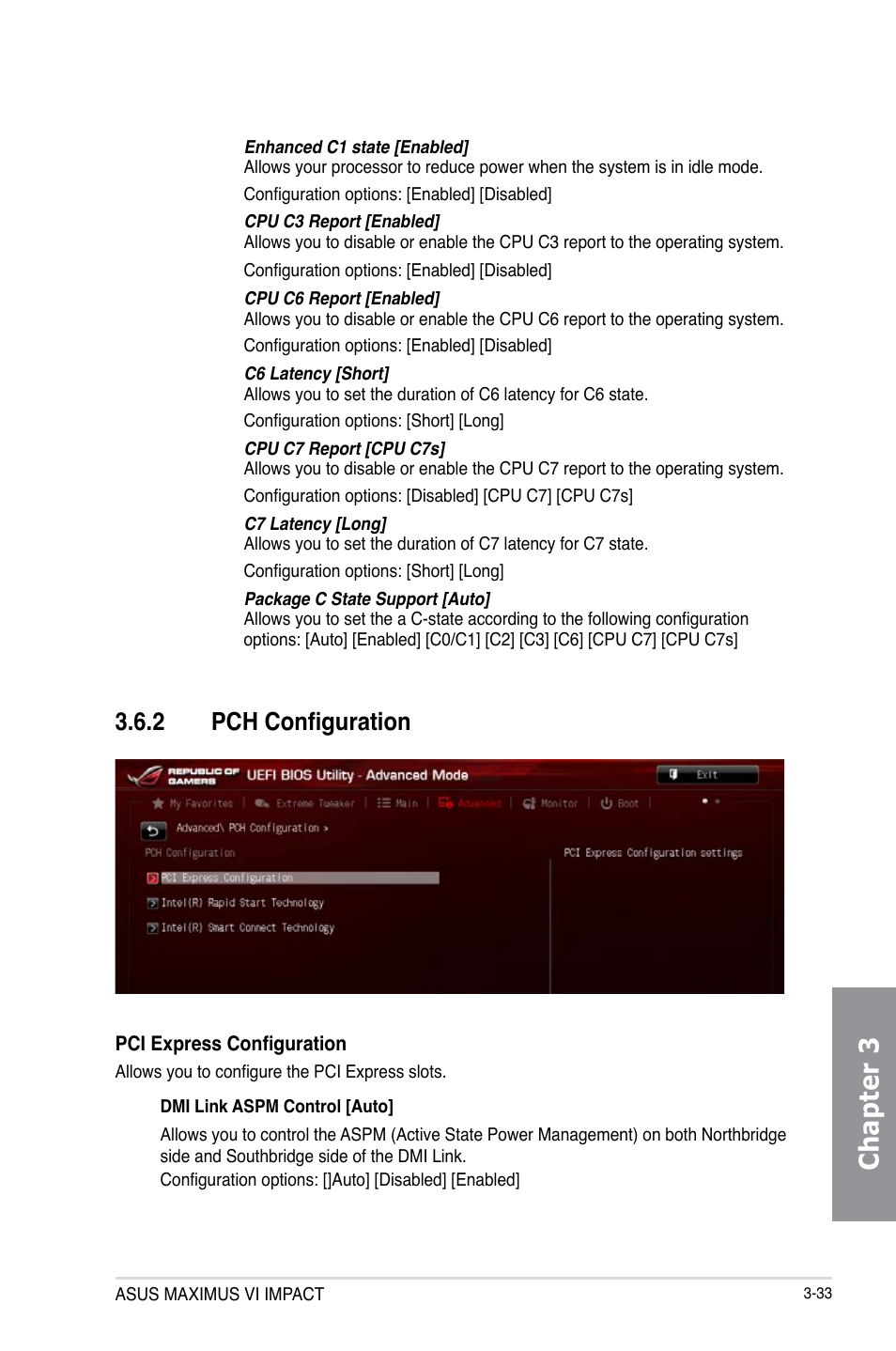 2 pch configuration, Pch configuration -33, Chapter 3 | Asus MAXIMUS VI IMPACT User Manual | Page 117 / 222