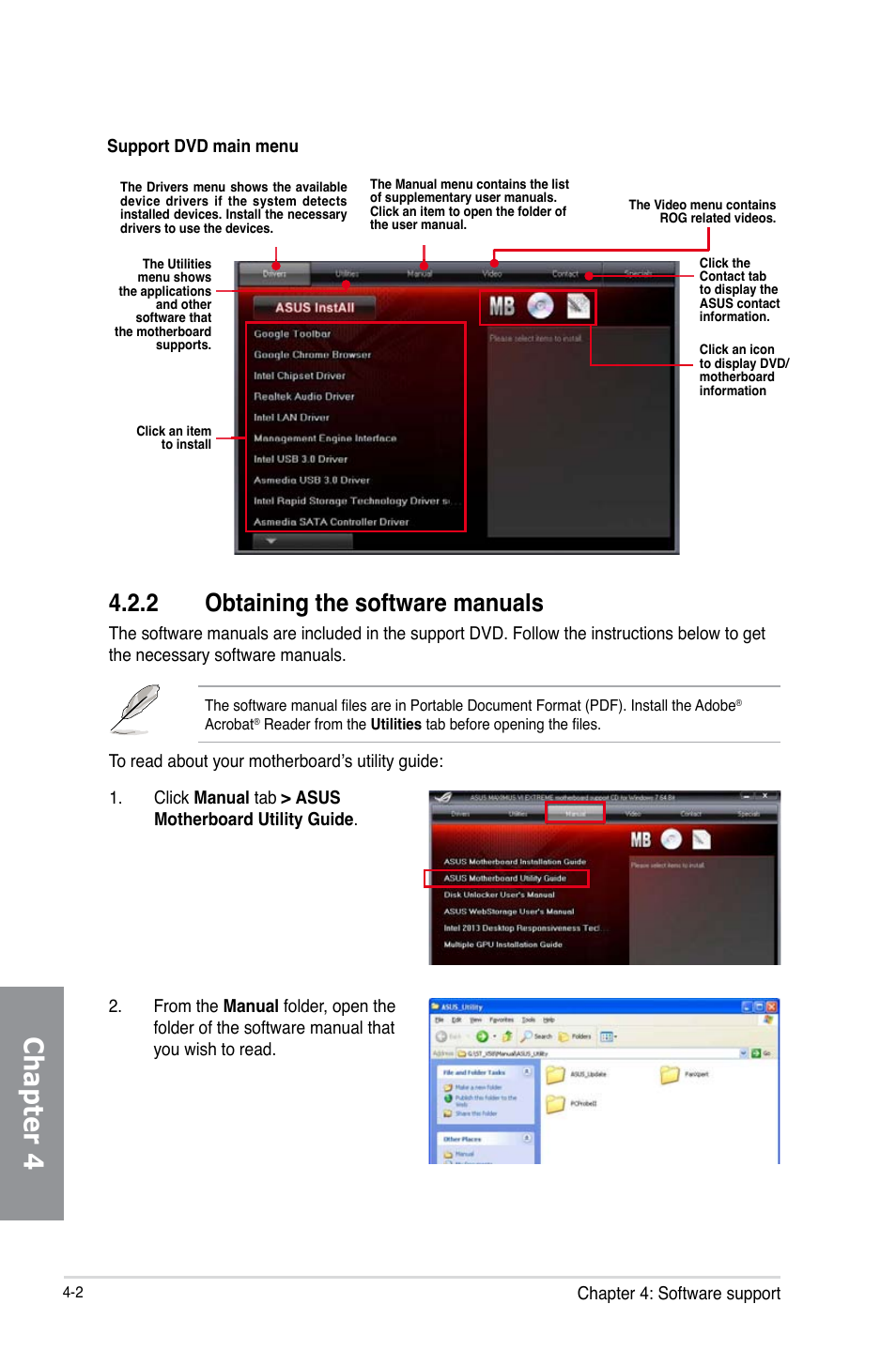 2 obtaining the software manuals, Obtaining the software manuals -2, Chapter 4 | Asus MAXIMUS VI IMPACT User Manual | Page 150 / 222